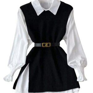 Minimalist Black Sweater Vest Layering Preppy Longline Knit Top Quiet Luxury